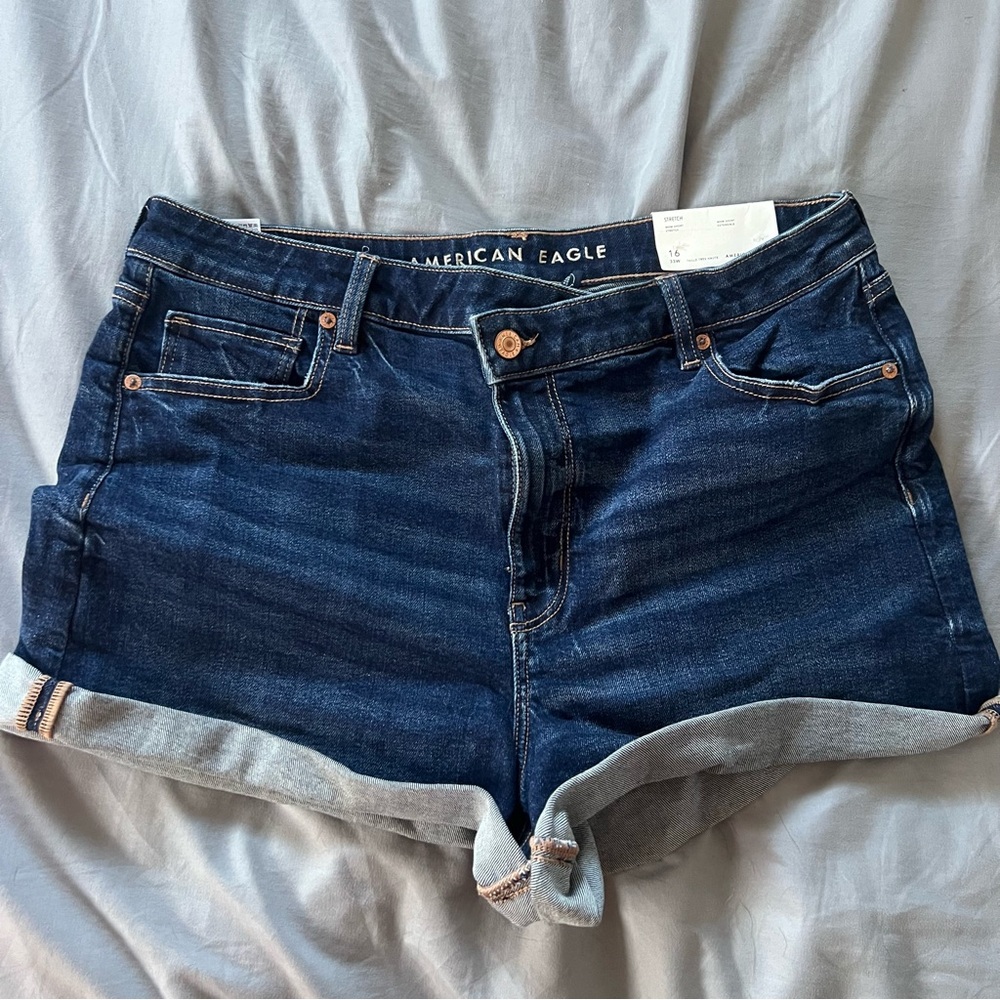 American Eagle Outfitters Women's Dark Blue Denim Shorts